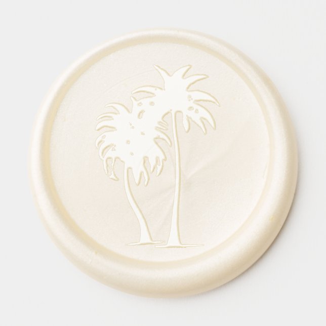 Tropical Palm Tree Rustic Coastal Wedding Wax Seal Sticker (Front)