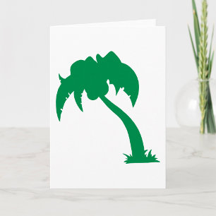 Tropical Palm Tree Silhouette Green Island Beach Card