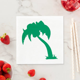 Tropical Palm Tree Silhouette Green Island Beach  Napkins
