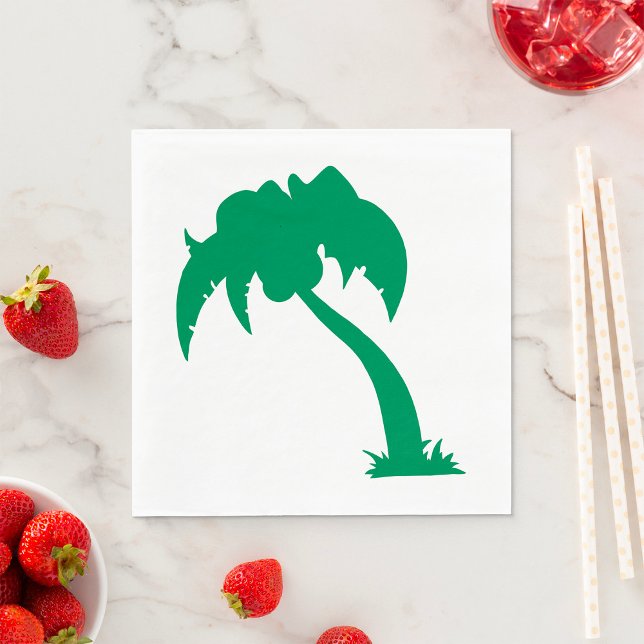 Tropical Palm Tree Silhouette Green Island Beach  Napkins (Creator Uploaded)