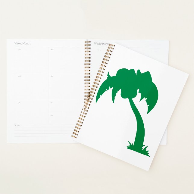 Tropical Palm Tree Silhouette Green Island Beach  Planner (Creator Uploaded)