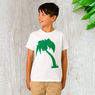 Tropical Palm Tree Silhouette Green Island Beach  T-Shirt