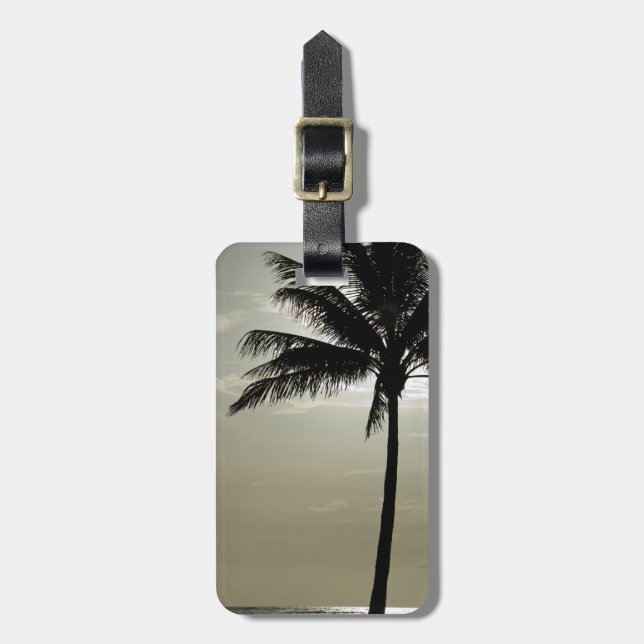 Tropical Palm Tree Silhouette Luggage Tag (Front Vertical)
