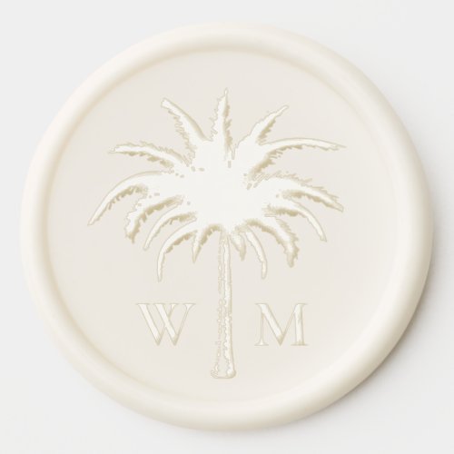 Tropical Palm Tree Silhouette Monogram Wax Seal Sticker