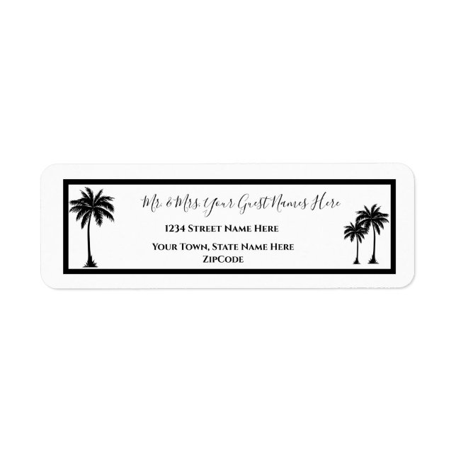 Tropical Palm Tree Silhouette Return Address Label (Front)