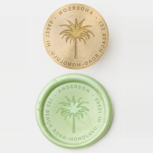 Tropical Palm Tree Silhouette Return Address Wax Seal Stamp