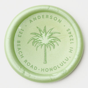 Tropical Palm Tree Silhouette Return Address Wax Seal Sticker