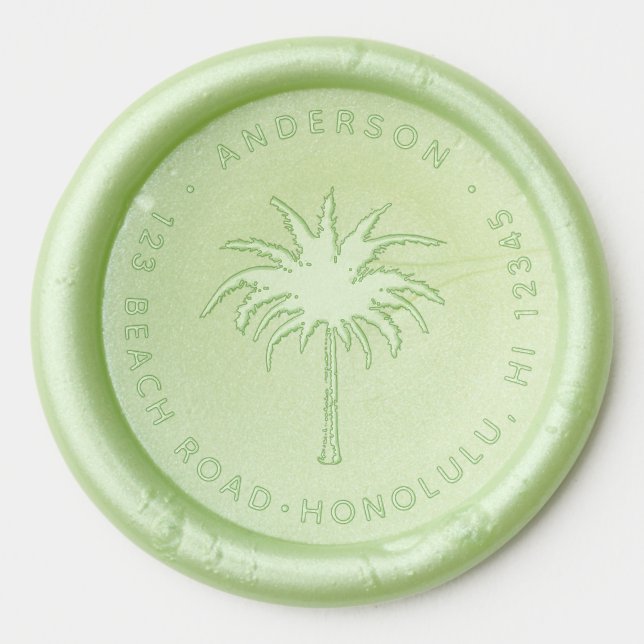 Tropical Palm Tree Silhouette Return Address Wax Seal Sticker (Front)