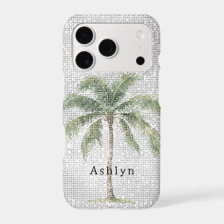 Tropical Palm Tree Sparkle iPhone 17 Pro Case