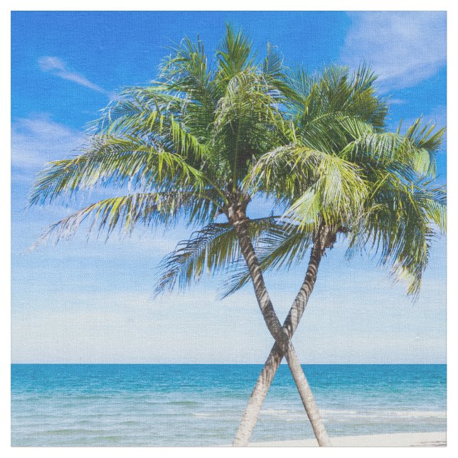 Tropical palm tree summer beach modern photo fabric (Close Up)