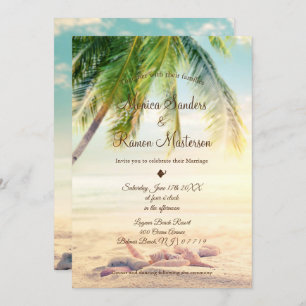 Tropical Palm Tree Summer Beach Wedding Invitation