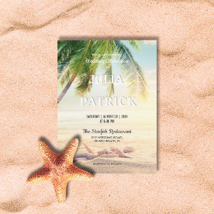 Tropical Palm Tree Summer Beach Wedding Invitation