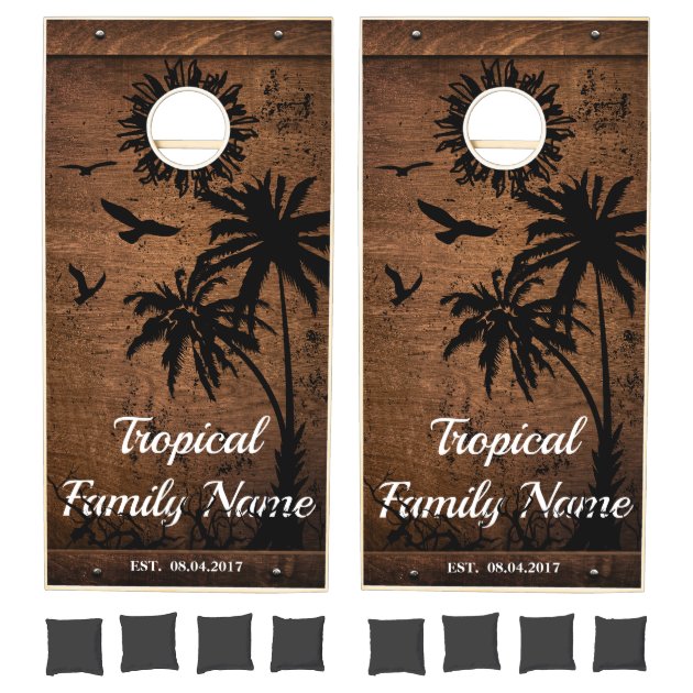 Tropical Palm Tree Sun Birds Beach Cornhole Set