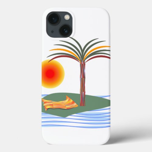 Tropical Palm Tree Sun Waves iPhone 13 Case