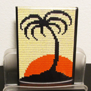 Tropical Palm Tree Sunset Artisan Crochet Print Magnet