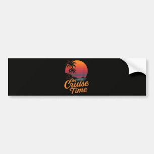 Tropical Palm Tree Sunset Cruise Vacation Bumper Sticker