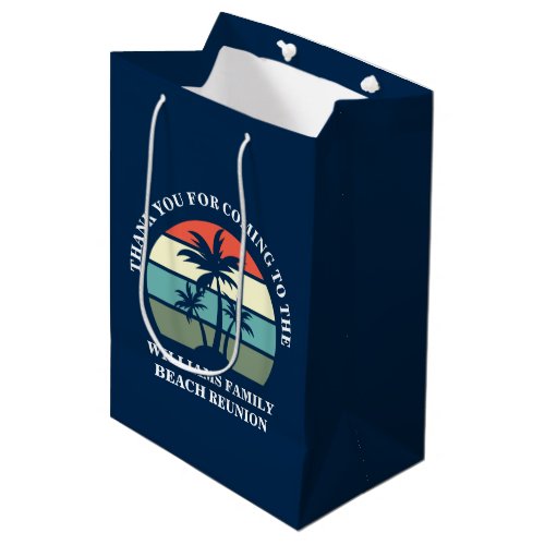 Tropical Palm Tree Sunset Custom Blue Beach Party Medium Gift Bag