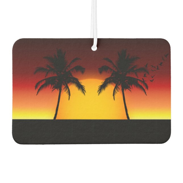Tropical Palm Tree Sunset Silhouette Air Freshener (Front)