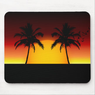 Tropical Palm Tree Sunset Silhouette Mouse Pad