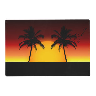 Tropical Palm Tree Sunset Silhouette Placemat