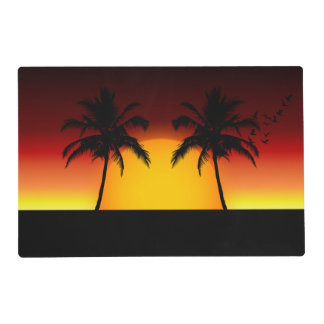 Tropical Palm Tree Sunset Silhouette Placemat