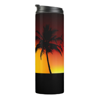 Tropical Palm Tree Sunset Silhouette Thermal Tumbler