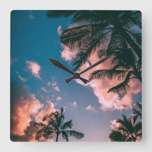 Tropical Palm Tree Sunset Wall Clock