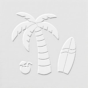 Tropical Palm Tree Surfboard Coconut Drink Embosser