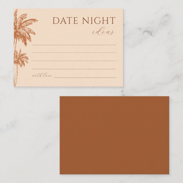 Tropical Palm Tree Terracotta Date Night Ideas Enclosure Card (Front/Back)