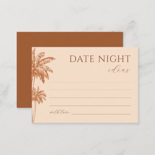 Tropical Palm Tree Terracotta Date Night Ideas Enclosure Card