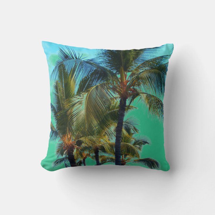 Tropical palm tree throw pillow | Zazzle