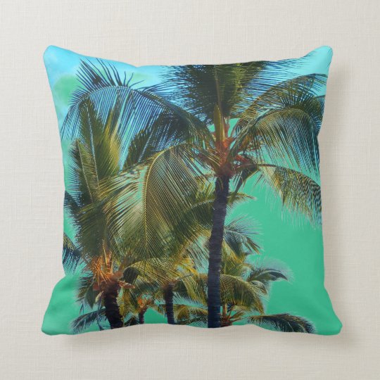 Tropical palm tree throw pillow
