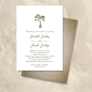 Tropical Palm Tree Vintage Beach Wedding Invitation