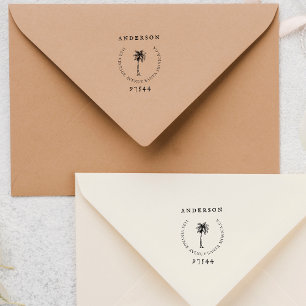 Tropical Palm-tree Vintage Custom Return Address Self-inking Stamp