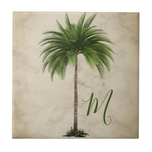 Tropical Palm Tree Vintage Elegant Ceramic Tile