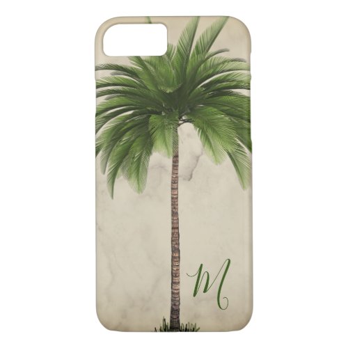 Tropical  Palm Tree Vintage Elegant Monogram iPhone 87 Case