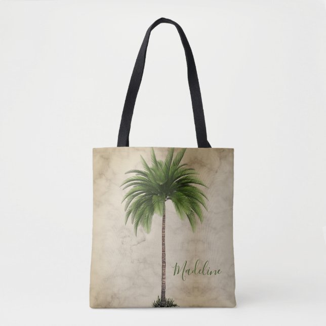 Tropical Palm Tree Vintage Elegant Tote Bag (Front)