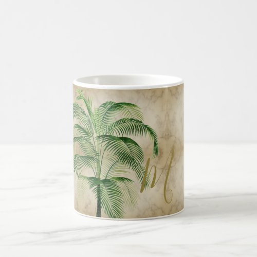 Tropical  Palm Tree Vintage Monogram Coffee Mug
