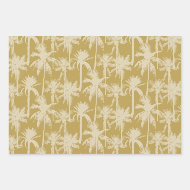 Tropical Palm Tree Vintage Pattern Wrapping Paper Sheets (Front 3)