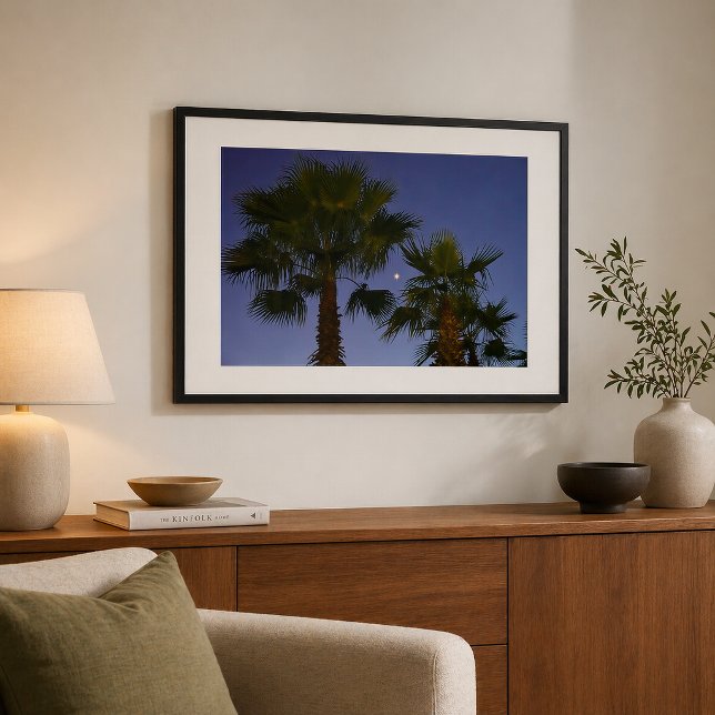 Tropical Palm Tree Wall Art Twilight Coastal (Capture the magic of a twilight escape. Shop this coastal evening print and find your oasis!)