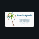 Tropical Palm Tree Warm Holiday Return Address Label<br><div class="desc">Tropical holiday "Warm Wishes" return address labels featuring original artwork of a palm tree Christmas tree decorated in festive ornaments.  Perfect for tropical island,  beach,  ocean,  and coastal themes,  and you can easily personalize with your name and address.</div>
