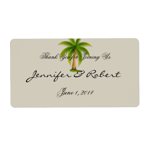 Tropical Palm Tree Water Bottle Label