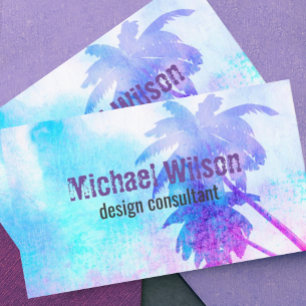 tropical palm tree watercolor business cards