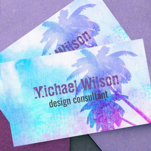 tropical palm tree watercolor business cards