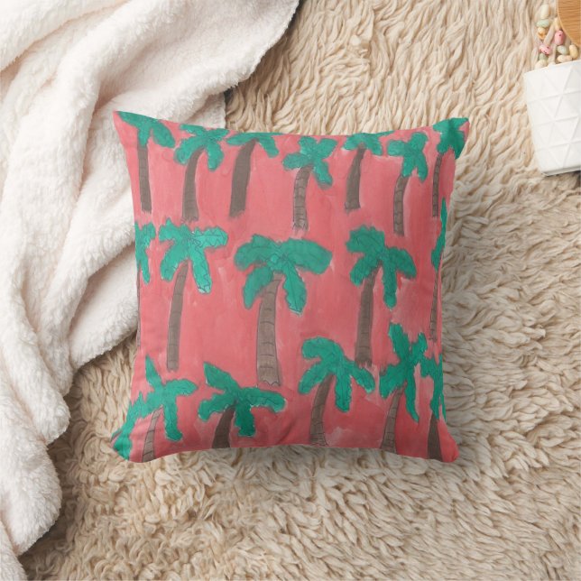 Tropical Palm Tree Watercolor Pillow (Blanket)