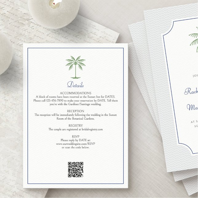 Tropical Palm Tree Wedding Details Enclosure Card (Creator Uploaded)