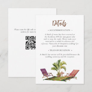 Tropical Palm Tree Wedding Details QR Code Enclosure Card