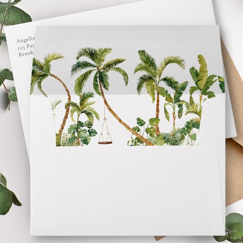 Tropical Palm Tree Wedding Envelope