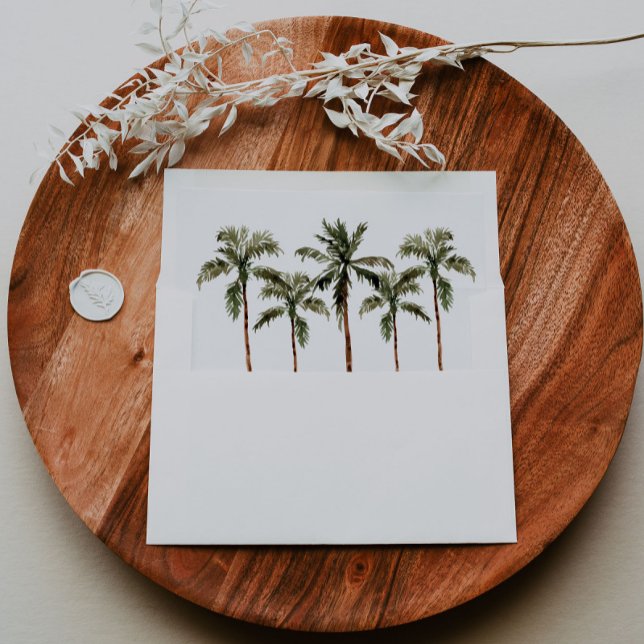 Tropical Palm Tree Wedding Envelope Liner A7  (Creator Uploaded)