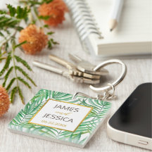 Tropical Palm Tree Wedding Favor Acrylic Square